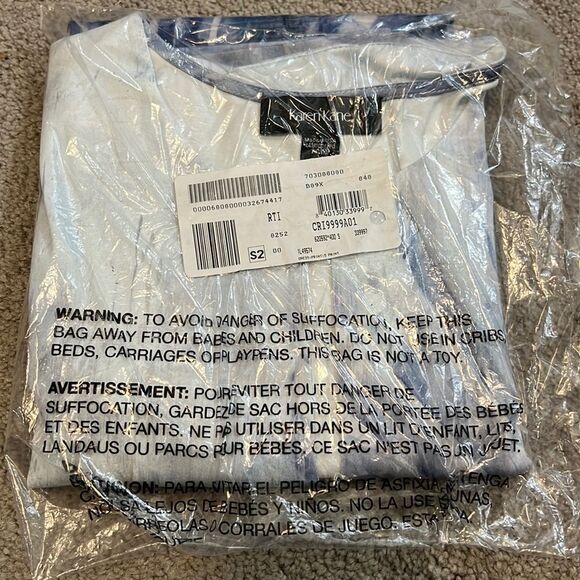 Karen Kane White and Blue Leaf Print Tie Dye Shift Dress Size Small - Picture 2 of 6